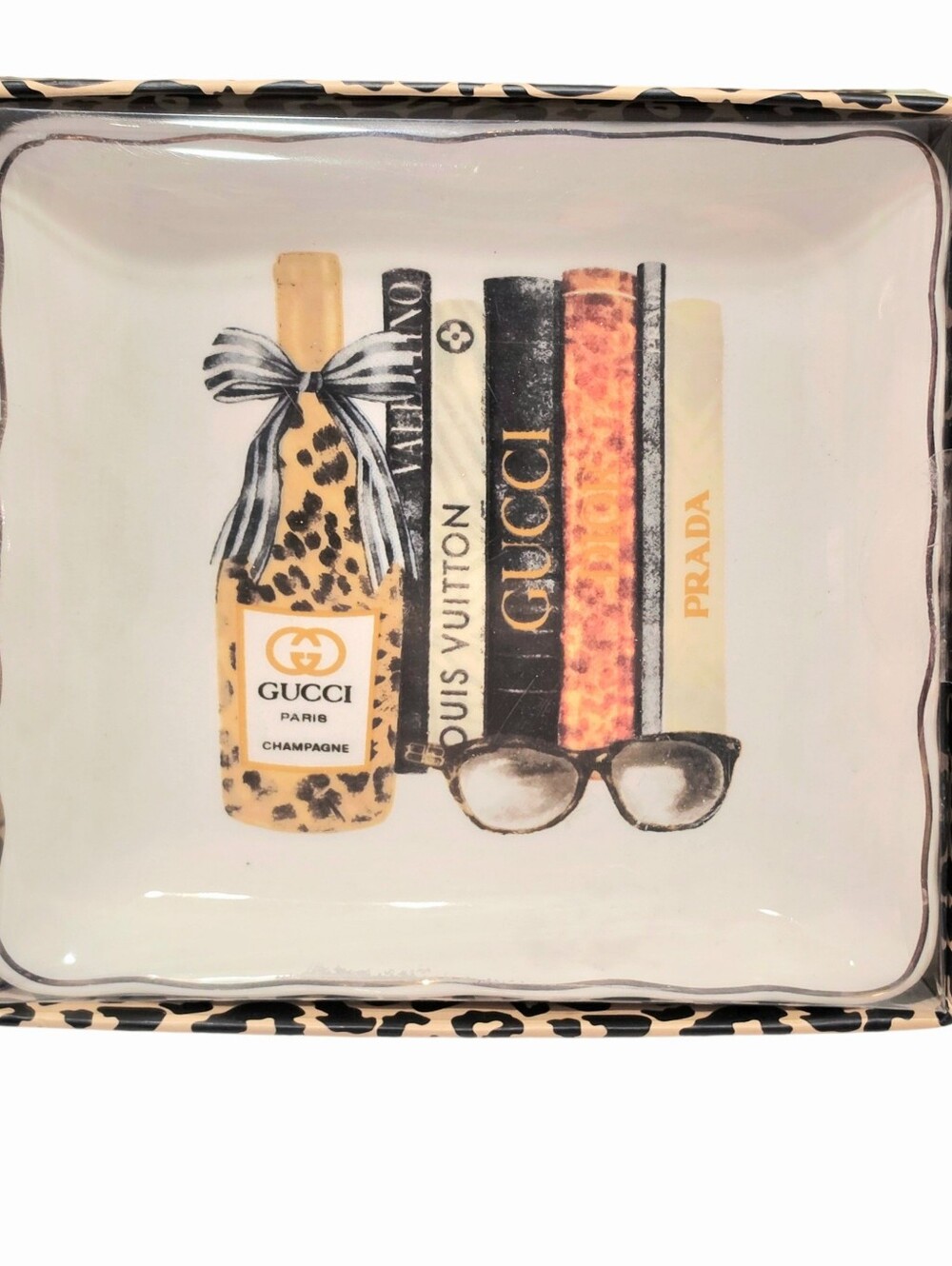 At Home Gucci Fashion Bookstack Decorative Trinket Tray